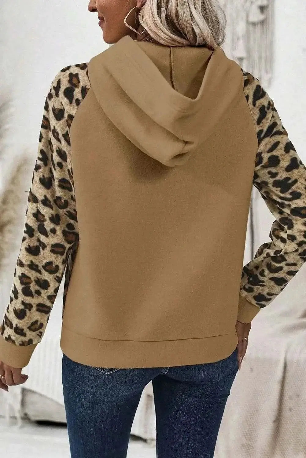 Leopard Half Button Long Sleeve Hoodie - Love Salve